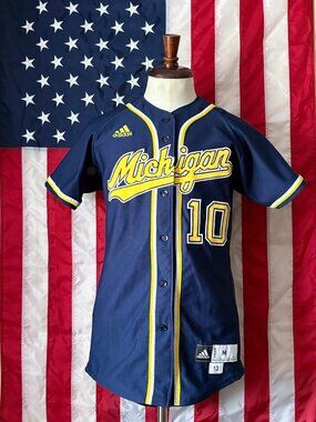 NCAA Vintage Men’s 2016 Med Adidas Michigan Wolverines Baseball Jersey #10